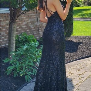 Black, shimmery prom dress